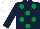 Silk - Dark blue, emerald green spots, white cap