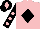 Silk - Pink, black diamond, black sleeves, pink spots, black cap, pink diamond