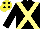 Silk - Black, primrose cross sashes,  yellow cap, black spots