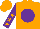 Silk - Orange, purple ball and 'lll', purple sleeves, orange stars
