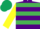 Silk - Purple & Emerald Green Hoops, Yellow sleeves, Dark Green cap