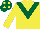 Silk - Yellow, dark green chevron, dark green cap, yellow spots