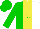 Silk - Green, yellow and white thirds, green 'rl'