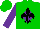 Silk - Green, purple diamond with black fleur de lis, purple sleeves