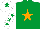 Silk - EMERALD GREEN, orange star, white sleeves, emerald green stars, white cap, emerald green star