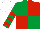 Silk - Emerald green and red (quartered), chevrons on sleeves, white cap