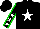 Silk - Black, white star, white stars on sleeve, green seams