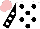 Silk - White, black spots, black sleeves, white spots, pink cap