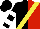 Silk - Black and red halves, yellow sash, white bars on sleeves