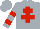 Silk - Silver, red cross of lorraine, red bars on sleeves