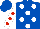 Silk - Royal blue, white circles, royal blue and red dots on white sleeves
