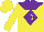 Silk - Yellow, 'd' on purple yoke, yellow and purple diamond quarter sleeves