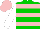 Silk - Green, pink hooped, white sleeves, pink cap