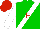 Silk - Green,red 'e' on white star on red sash, white 's' on red star on white sash, red & white opposing slvs, red cap