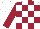 Silk - White, maroon checkers, white 'boudin' on maroon sleeves