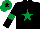 Silk - Black, emerald green star and armlets, emerald green cap, black star