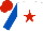 Silk - White, red star, royal blue sleeves, red cap