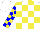 Silk - White, blue and yellow blocks, blue and yellow blocks on sleeves, white cap