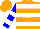 Silk - Orange, white 'wsr ' on blue and white hoops, blue and white bars on sleeves