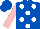 Silk - Royal blue, white polka dots, pink sleeves