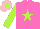 Silk - Rose, lime green star and sleeves, rose pink cap, lime green star