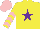 Silk - Yellow, purple star, pink chevrons on sleeves, pink cap
