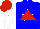 Silk - Blue, white star on red triangle, white sleeves, red cap