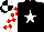 Silk - Black, white star, red and white checked sleeves, black and white quartered cap