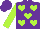 Silk - Purple, lime green hearts, lime green slvs