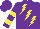 Silk - Purple, yellow lightning bolts, two yellow hoops on sleeves, purple cap