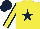 Silk - Yellow, dark blue star, yellow sleeves, dark blue seams, dark blue cap