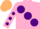 Silk - Pink, large Purple spots, Pink sleeves, Purple spots, Beige cap