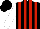 Silk - Black and red stripes, white sleeves, black cap