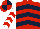 Silk - Red, dark blue chevrons, white and red chevrons on sleeves, red and dark blue quartered cap