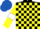 Silk - Black and yellow check, yellow sleeves, white armlets, Royal Blue cap