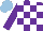 Silk - Purple and white checked, purple sleeves, light blue cap