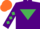 Silk - Purple, Emerald Green inverted triangle, diamonds on sleeves, Orange cap