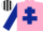 Silk - Pink, dark blue cross of lorraine and sleeves, Black with White stripes cap