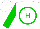 Silk - White, green circled 'h', red sleeve, green sleeve