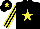 Silk - Black, yellow star, striped sleeves, yellow star on cap