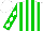 Silk - White, green stripes, white diamonds on green sleeves