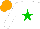 Silk - White, green star, orange cap