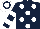 Silk - dark blue, white spots, hooped sleeves, white cap, dark blue hoop