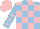 Silk - Light blue and pink check, light blue sleeves, pink stars and cap