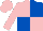 Silk - Pink and royal blue (quartered), pink sleeves and cap