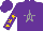 Silk - Purple, purple 'r/r' on grey star, gold star stripe on sleeves