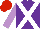 Silk - Purple, white cross belts, mauve sleeves, red cap