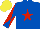 Silk - Royal blue, red star, diabolo on sleeves, yellow cap