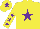 Silk - Yellow, purple star, yellow sleeves, purple stars, yellow cap, purple star