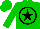 Silk - green, black star, black circle on green sleeves